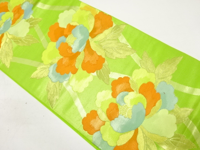 JAPANESE KIMONO / ANTIQUE FUKURO OBI / SILK / WOVEN TATEWAKU PATTERN